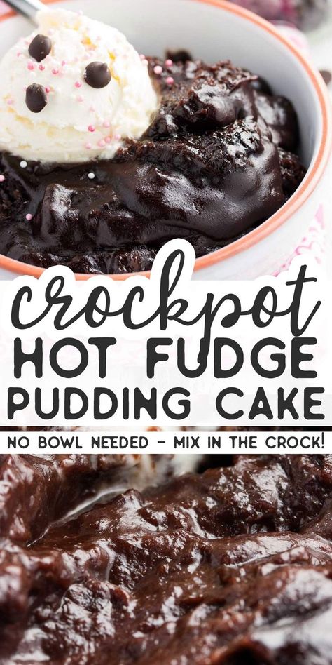 Crockpot Brownies, Slow Cooker Brownies, Chocolate Pudding Cake Recipe, Crockpot Cake, Brownie Pudding, Hot Fudge Cake, Chocolate Pudding Cake, Slow Cooker Recipes Dessert, Crockpot Dessert Recipes