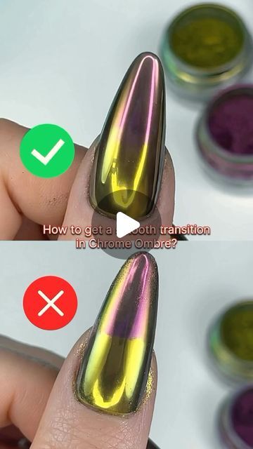 Nail art 💅 Manicure on Instagram: "By @lechatnails - Have you tried creating ombré with chrome before but were unsuccessful❔Here’s our best tip to get that beautiful seemless blend everytime💫" Ombré With Chrome, Umbre Nails, Ombre Chrome Nails, Ombre Nails Tutorial, How To Do Ombre, Rave Nails, Glass Nails Art, Chrome Nail Art, Glass Nails