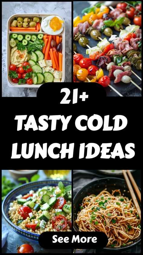 Discover 21 Delicious Cold Lunch Ideas perfect for busy days! These easy and tasty recipes include fresh salads, hearty sandwiches, protein-packed wraps, and more. Ideal for meal prep, picnics, or a quick work lunch, these cold meals are both convenient and satisfying. Packed with healthy ingredients and bursting with flavor, these lunch ideas will keep you energized and ready to take on the day. Lunch Meal Prep Wraps, Cold Meal Prep Dinners, Healthy Pack Lunch Ideas, Healthy Cold Lunches For Work Low Carb, Work Cold Lunch Ideas, Lunch For 4 People, Cold Salad Lunch Ideas, Salads To Pack For Lunch, Healthy Cold Meal Prep Lunches