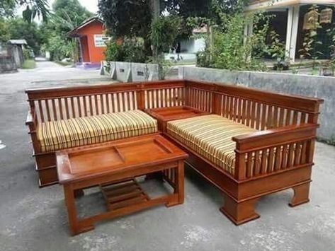 Sofa Set Design, Sofa Design Wood, Indian Room Decor, Sofa Ottoman, Wooden Sofa Set Designs, Wood Furniture Legs, Wood Bed Design, Wooden Sofa Designs, Wooden Sofa Set