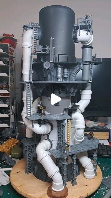 Mad Mek Mazgruk on Instagram: "The main build on my 4th tower is basically done. All the big pipes, gantries and ladders are in place.
I still need to figure out what to do at the very top and then details, lots of details.
.
.
.
.
.
#necromunda #underhive #necromundaunderhive #necromundascenery #zonemortalis #ashwastes #sectormechanicus #wargameterrain #wargamingterrain #warhammercommunity #warhammer40k #40kterrain" Warhammer 40k Terrain, 40k Necron Bases, Sci Fi Terrain, Necromunda Terrain, Warhammer 40k Terrain Game Tables, Necromunda Underhive, Stormcast Space Marine Conversion, Rogue Traders, Necromunda Ash Wastes Terrain