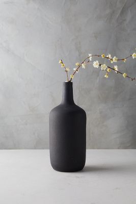 Matte Terracotta Vase, Medium | Anthropologie Black Vases, Classic Vase, Recycled Glass Vases, Chinoiserie Vase, Terracotta Vase, Pedestal Vase, Black Theme, Flower Vases Decoration, Black Vase