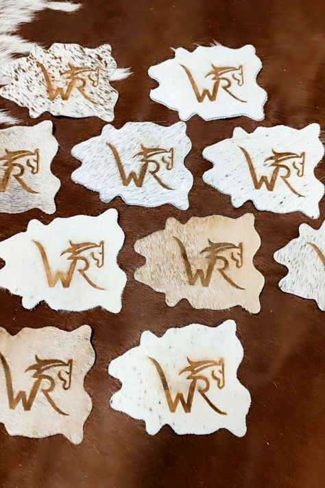 💍 Say "I do" to unique wedding favors that are as special as your love story! Introducing our branded cowhide wedding favors - the perfect blend of rustic charm and personalized elegance. 🐄✨  Imagine your guests' delight as they receive these beautifully crafted cowhide keepsakes, each adorned with your custom monogram or wedding logo. Whether you're celebrating in a barn, a garden, or a ballroom, these favors add a touch of countryside sophistication to your special day. Custom Wedding Favors, Branded Cowhide, Cowhide Wedding, Western Wedding Favors, Cowhide Coasters, Custom Wedding Favours, Wedding Coasters, Wedding Branding, Wedding Logo