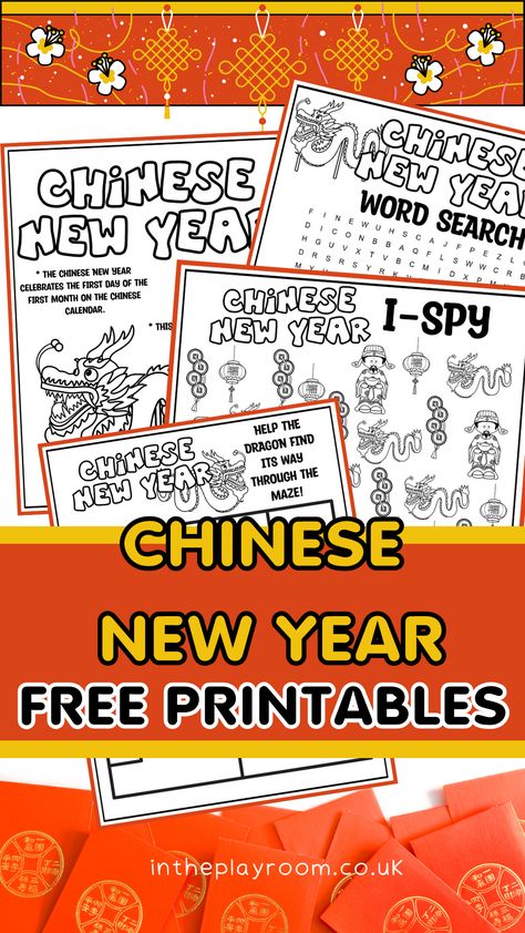 Lunar New Year Free Printable, Lunar New Year Classroom Activities, Free Chinese New Year Printables, Chinese New Year Crafts For Kids Free Printable, Lunar New Year For Kids, Chinese New Year Activities For Kids, Chinese New Year For Kids, Chinese New Year Template, Chinese New Year Printables