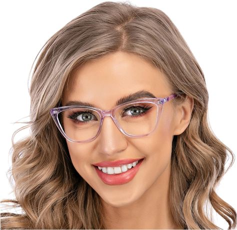 Amazon.com: AQWANO Stylish Cat Eye Computer Reading Glasses Women Oversized Designer Blue Light Block Eyeglasses Readers Anti UV400 Eyestrain with Sping Hinge,Purple 2.5 : Health & Household Cat Eye Reading Glasses, Eye Reading, Glasses Blue Light, Glasses Women, Womens Glasses, Reading Glasses, Uv Rays, Blue Light, Cat Eye