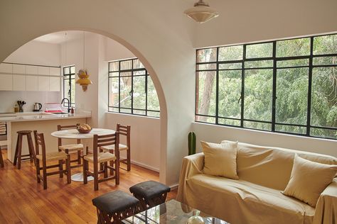 An Unlikely Source Inspired This Designer’s Mexico City Apartment: Catholic Convents Mexico City Apartment, City Interior Design, City Interior, Living Room And Kitchen Design, Organized Lifestyle, Apartment Tour, Living Room Design Inspiration, Black Tiles, Barbie Dream House