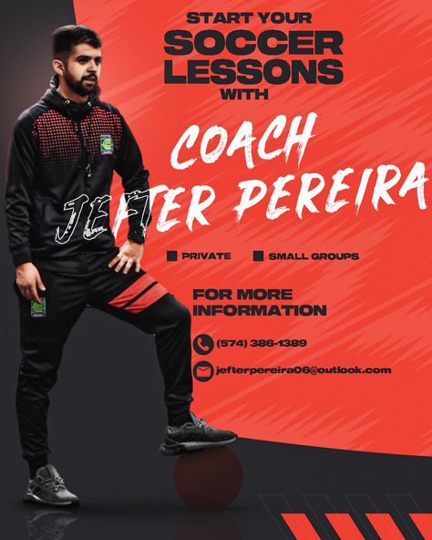 Personal Trainer Flyer, Soccer Lessons, Coaching Soccer, Football Coaches, Soccer Academy, Graphic Aesthetic, Training Design, Soccer Coach, Sports Coach