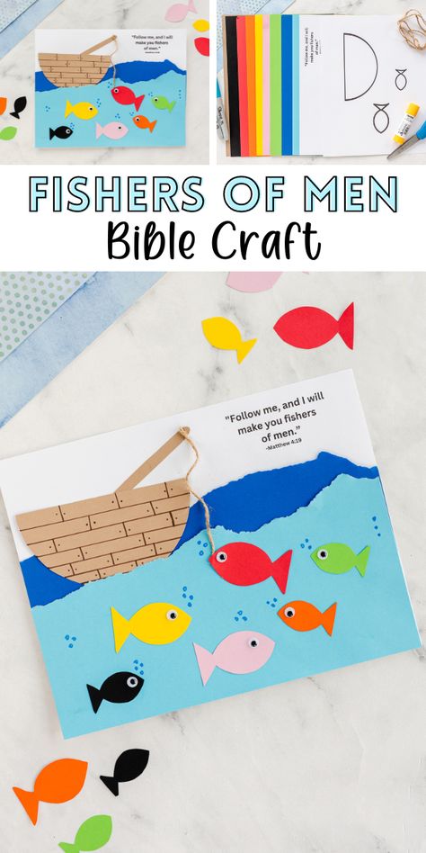 This Fishers of Men Bible craft is a perfect activity to pair with a Sunday school lesson or an at home Bible lesson! With minimal supplies like paper, string and googly eyes this craft can be completed in less than 30 minutes! Easy Summer Crafts For Kids, Sunday School Lessons For Kids, 2024 Beach, Bible Crafts Sunday School, Jesus Crafts, Fishers Of Men, Kids Sunday School Lessons, Life Activities, Bible Story Crafts