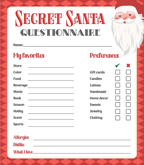 Secret Santa At School, Christmas Gift Questions For Adults, Secret Santa Survey Printables, Christmas Wishlist Questionnaire, Work Secret Santa Ideas Free Printables, Christmas Gift Exchange Wish List, Questionnaire For Christmas Gift Ideas, Christmas Gift Questionnaire For Adults, Secret Santa Gift Questionnaire