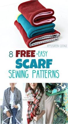 8 free scarf sewing patterns for winter, with easy sewing tutorials for you to make your own. Take a look at these different scarf styles and pick the one that works best for you. Easy Sewing Tutorials, Busy Calendar, Scarf Sewing, Scarf Sewing Pattern, Hantverk Diy, Sew Ins, Free Scarf, Costura Diy, Beginner Sewing Projects Easy