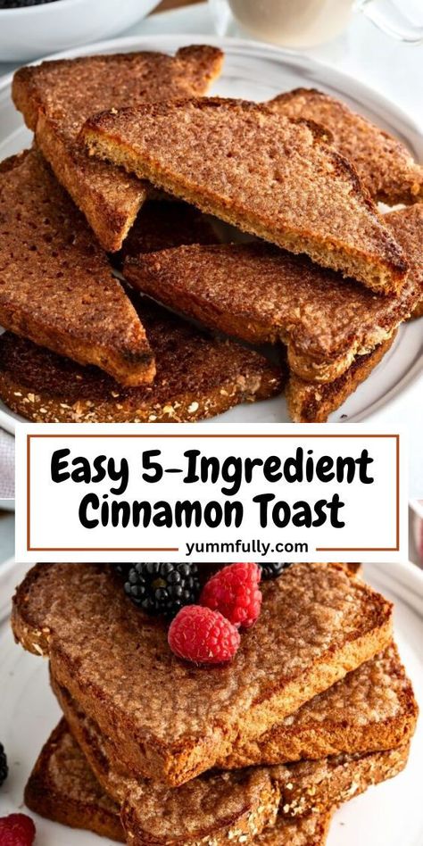 Sweet and crispy cinnamon toast is the perfect breakfast or brunch item, and all you need to make it is butter, cinnamon, sugar, vanilla extract, and toast! Simply mix all ingredients, spread, and toast. Serve it alongside eggs, pancakes, or just your morning coffee! Cinnamon Toast Recipe, Pot Bread, Toast Recipe Breakfast, Breakfast Bakes, Breakfast Spread, Butter Cinnamon, Fruit Salad Easy, Pancake Syrup, Breakfast Goodies