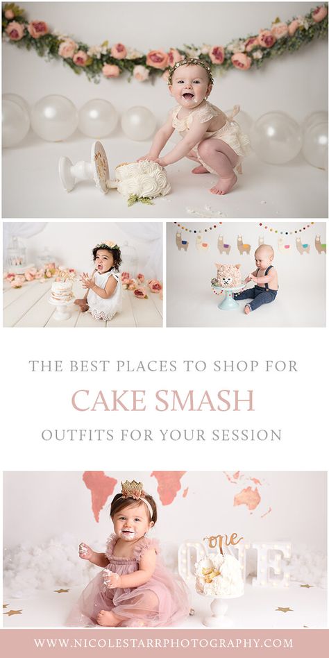 Saratoga Springs and Boston cake smash photographer Nicole Starr Photography recommends the best shops to purchase cake smash outfits from for your first birthday session | Saratoga Springs Cake Smash Photographer | Boston Cake Smash Photographer | Saratoga Springs Family Photographer | Boston Family Photographer | Delmar NY Cake Smash Photographer | Loudonville Cake Smash Photographer #cakesmash #nicolestarrphotography #cakesmashoutfits Cake Smash Flower Theme, Cake Smash Photos Outdoor, Simple Cake Smash Photoshoot, Bunny Cake Smash, First Birthday Cake Smash Photoshoot, Diy Cake Smash Photos, Boston Cake, Adventure Cake, Boho Cake Smash