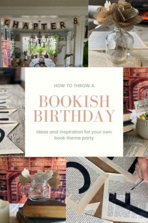 Book Theme Birthday Party, Book Theme Birthday, Book Party Decorations, Bookish Birthday, Book Exchange Party, Bookworm Party, Book Themed Birthday Party, 40th Birthday Themes, Book Birthday Parties