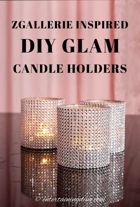 Rhinestone Candle Holders, Rhinestone Candle, Glam Candles, Tall Candle Holders, Diy Table Decor, Diy Monogram, Pretty Candle, Snow Flakes Diy, Christmas Entertaining