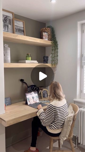 ALEX | DIY, Upcycling & Style on Instagram: "ALCOVE DESK SHOPPING LIST 📐  so you want to add a desk in your unused alcove but you’re not sure where to start. I have added a full shopping list below including the tools, materials & product codes I used for this project!  FOLLOW & COMMENT “alcove desk” & I’ll sent the list straight to your inbox too!  Tools - Drill - Laser level - Mitre Saw (can also use hand saw) - Hammer - Spirit Level - Tape Measure - Stud Finder - Pencil - Nail Gun (can also use hammer & nails)  Materials - 5010445686153 - Rawl Plugs - I used 10mm ones - 3663602747406 -  Timber screws, to screw the main frame into the wall I used 90mm screws I already had. You need to use screws at least 70mm thick I’d say to be able to go through the frame and into the wall. For the th Panelling Paint Colours, Alcove Desk Ideas, Choosing Wallpaper, Wallpaper Panelling, Alcove Desk, Alcove Wardrobe, Alcove Shelves, Tiny Home Office, Mitre Saw