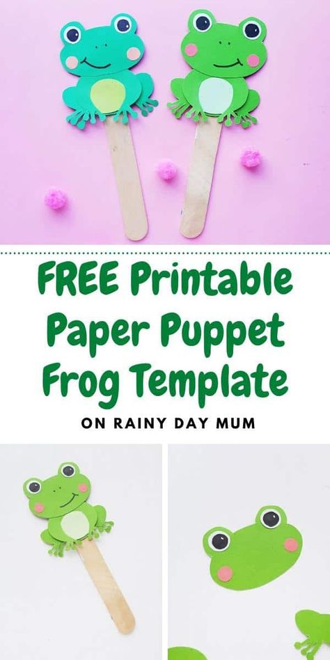 Make some cute nursery rhyme paper puppets to use as you sing along with your toddler and preschooler to Five Little Speckled Frogs. 5 Speckled Frogs Printable, Stick Puppets Printable Templates, Puppet Sticks Free Printables, Stick Puppets For Kids Free Printable, Frog Puppet Craft, Frog Crafts For Kids, Five Little Speckled Frogs, 5 Little Speckled Frogs, Frog Template