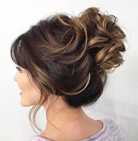 40 Gorgeous Brunette Hairstyles | Brunette Hair Color Ideas Brunette Curly Hair, Brunette Updo, Loose Bun, Short Brunette Hair, Updo Curly, Curly Bun, Long Brunette Hair, Wedding Updos, Bridesmaids Hair