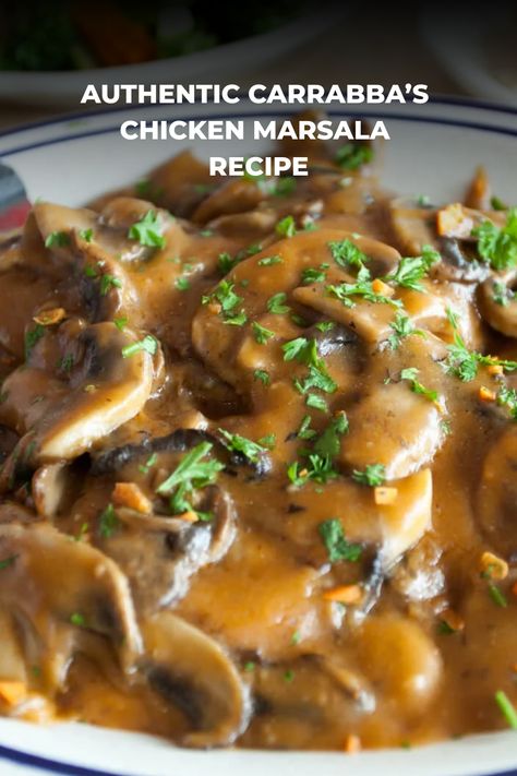 Carrabba’s Chicken Marsala Copycat Carrabbas Chicken Marsala, Carabas Chicken Marsala, Grilled Chicken Marsala, Carrabba's Chicken Marsala Recipe, Chicken Marsala Carrabas Copycat, Carrabas Chicken Marsala Recipe, Creamy Marsala Sauce, Veal Marsala With Mushrooms, Carrabas Chicken Marsala