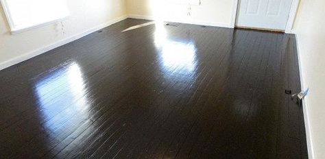 Wood floor painted a darker color; nice set of instructions for painting wooden floors. Best Paint For Wood, Painted Wooden Floors, Painted Hardwood Floors, Grey Hardwood Floors, Wood Floor Colors, Prefinished Hardwood Floors, Old Wood Floors, Painted Wood Floors, Prefinished Hardwood