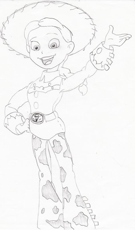 Jessie (Toy Story) Toy Story Coloring Pages, Disney Lines, Jessie Toy Story, Coloring Pages For Girls, Stain Glass, Pencil Drawing, Toy Story, Line Drawing, Rodeo