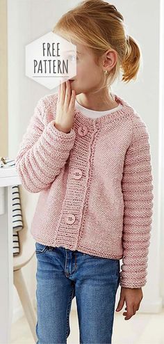 Free Childrens Knitting Patterns, Kids Sweater Pattern, Baby Cardigan Knitting Pattern Free, Girls Cardigan Sweater, Kids Knitting Patterns, Knitting Patterns Free Sweater, Knit Cardigan Pattern, Pattern Cardigan, Kids Cardigans