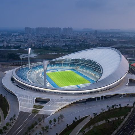 Futuristic Stadium, Hainan China, Sports Facility Architecture, Sports Facility, Architectural Structure, Stadium Architecture, Nanning, Membrane Roof, Stadium Design