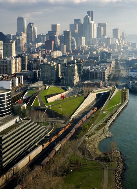 Seattle, WA  --  Seattle's Sculpture Park - near the water - Olympic Sculpture Park   2901 Western Avenue  - MADE IT HERE -- May 2012 Olympic Sculpture Park, Seattle Art Museum, Sleepless In Seattle, Seattle Art, Evergreen State, Sculpture Park, Best Places To Live, Seattle Washington, Washington State