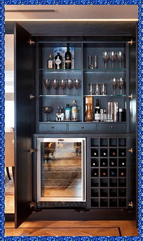 Built In Bar Cabinet, Home Mini Bar, Wet Bar Designs, Small Bars For Home, Home Bar Areas, Home Bar Cabinet, Bar Cabinets, Home Bar Rooms, Bar In Casa