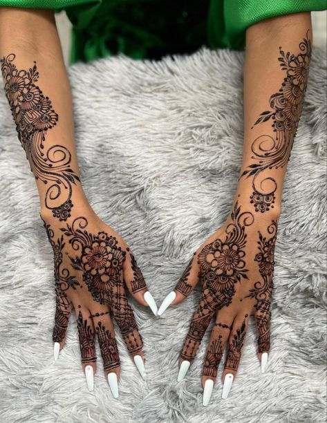 Henna Designs 2 Hands, Ethiopian Henna Design, Henna Prom, Long Henna Designs, Graduation Henna, Full Hand Henna Designs, Henna Designs Wedding, Ethiopian Henna, Henna Motive