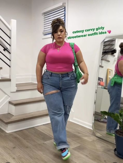 Girly Streetwear Outfits, Plus Size Tomboy Fashion, Girly Streetwear, Plus Size Aesthetic Outfits, Outfits Gorditas, Plus Size Baddie Outfits, Curvy Girl Outfits, Curvy Girl Fashion, Cute Everyday Outfits