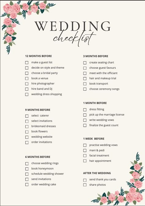 Wedding Checklist Easy Printable Download Planner Bride - Etsy Canada Bride Things To Do Before Wedding, Wedding Time Lines Planning, Wedding Checklist Pdf, How To Plan A Wedding, Wedding Planning Ideas Decor, Micro Wedding Checklist, Bridal Checklist, Wedding List Checklist, Bride Checklist