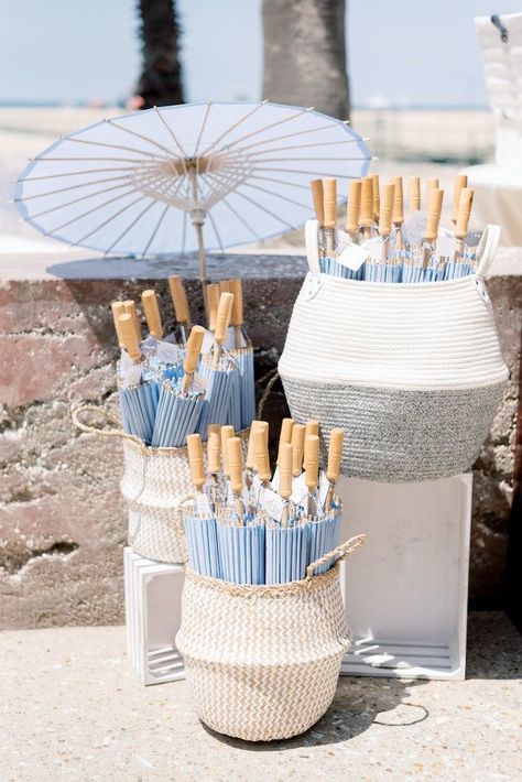 Hamptons Party, Favours Ideas, Beach Favors, Wedding Pool Party, Best Bride, Beach Events, Umbrella Wedding, Beach Themed Party, Coastal Wedding