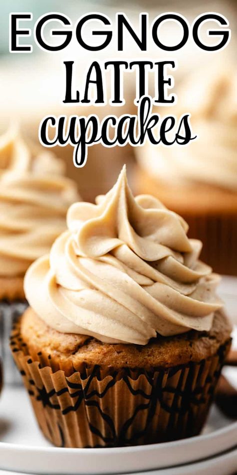 Eggnog Baked Goods, Eggnog Recipes Desserts, Christmas Cupcake Flavors, Recipes Using Eggnog, Perfect Cupcake Recipe, Eggnog Cupcakes, Espresso Buttercream, Eggnog Dessert, Homestead Food