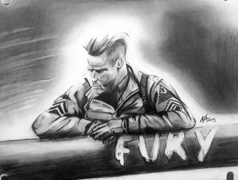 Brad Pitt Fury by Ati Fury Tattoo, Brad Pitt Fury, Brad Pitt, Tattoo Drawings, Zelda Characters, Drawings, Fictional Characters, Art