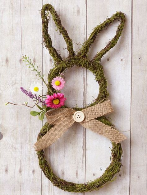 Twig Rabbit Wall Decor #walldecor #easter Ester Decoration, Bunny Wall Decor, Twig Crafts, Primitive Easter, Rabbit Wreath, Easter Wall Decor, Easter Arts And Crafts, Twig Art, Arts And Crafts For Adults