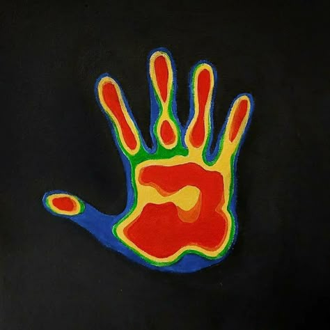 Heat Art Painting, Thermal Hand Print Wallpaper, Drawing For Your Room, Hand Paint Drawing, Hand Painting Drawing, Thermal Handprint Painting, Hand Thermal Painting, Hand Heat Painting, Infrared Hand Painting