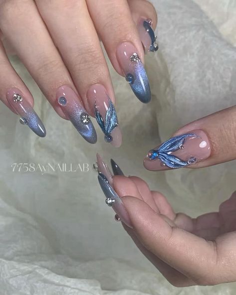 Cosplay Nails, Chinese Nails Designs, Chinese Nails, Kpop Nails, Birthday Nail Designs, Mermaid Nails, Pretty Gel Nails, Really Cute Nails, Kawaii Nails