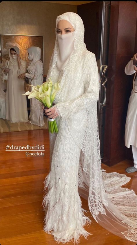 Akad Nikah Dress, Baju Wedding, Malay Wedding Dress, Bridal Hijab Styles, Modesty Dress, Muslim Wedding Gown, Baju Kahwin, Nikah Outfit, Muslimah Wedding Dress