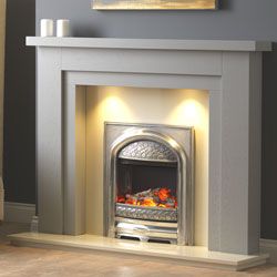 Wooden Fire Surrounds, Oak Fire Surround, Wooden Fireplace Surround, Painted Fireplace, Grey Fireplace, Electric Fireplace Suites, Oak Mantel, Oak Shelf, Fireplace Suites