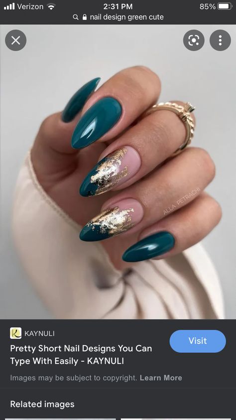 Teal New Years Nails, Nails Peacock, Peacock Blue Nails Acrylic, Peacock Color Nail Designs, Peacock Inspired Nails, Petrol Green Nails, Emerald Blue Nails, Peacock Nails Color, Petrol Blue Nails