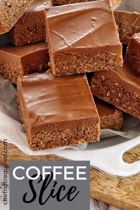 Coffee Slice No Bake, No Bake Coffee Cake, Easy Chocolate Bars Recipes, Vegan Tray Bake Recipes, Jo Seagar Recipes, Coffee Slice Recipe, Cookie Tray Bake, Easy Tray Bake Recipes, Coffee Recipes Ideas