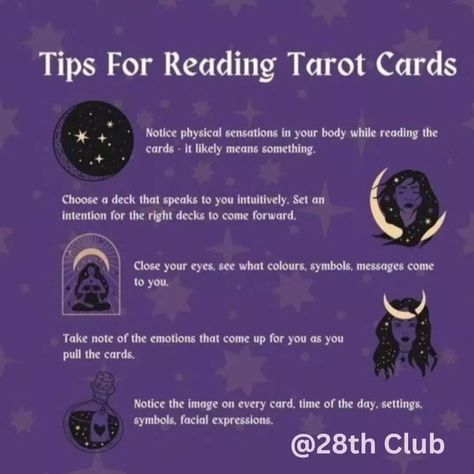 #tarottips for #tarotreadersofinstagram Follow @28th__club for more #tarot #tarotcommunity #tarotcards #tarotreading #tarotonline Different Types Of Tarot Readings, How To Charge Tarot Cards, Tarot Card Information, Tarot Tips Learning, Tarot Beginner Tips, Tarot Card Rules, Tarot Reading Beginners, Tarot Study Guide, Tarot Cards Beginner