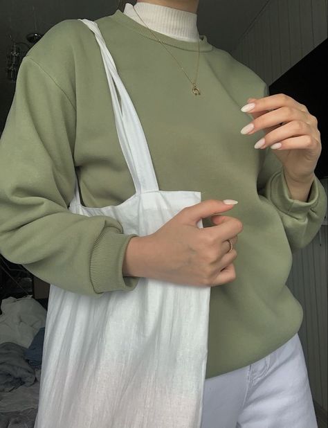 Sage Green Aesthetic Clothes, Sage Green Outfit Ideas, Green Images, Colour Aesthetic, Current Aesthetic, Green Core, Uni Style, Green Marketing, Green Vibes