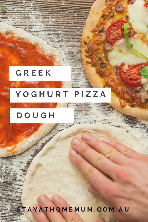 Two Ingredient Greek Yoghurt Pizza Dough - Stay at Home Mum Easiest Pizza Dough, Yoghurt Flatbread, Yogurt Pizza Dough, Fod Map, No Yeast Pizza Dough, Processor Recipes, Quick Pizza, Pizza Dough Recipe Easy, Pizza Base