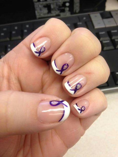 #Fibromyalgia Awareness Nails ♡DanaMichele ♡                              … Awareness Nails, Pastel Nails Designs, Nail Board, Shweshwe Dresses, Summer Nail Designs, Different Nail Designs, Awesome Nails, Simple Gel Nails, Finger Nails