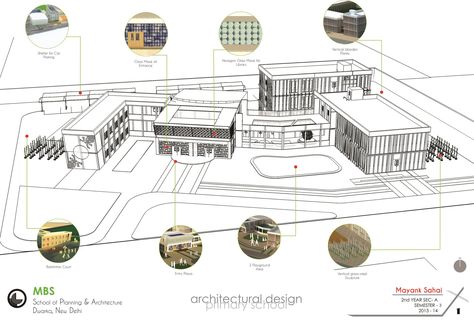 Primary School Design, Dwarka | Mayank Sahai | Archinect Primary School Landscape Design, School Of Architecture Design, Primary School Design Architecture Plan, School Design Concept Architecture Ideas, Film School Architecture, Primary School Plan Architecture, Primary School Architecture Concept, School Design Plan, School Building Design Floor Plans