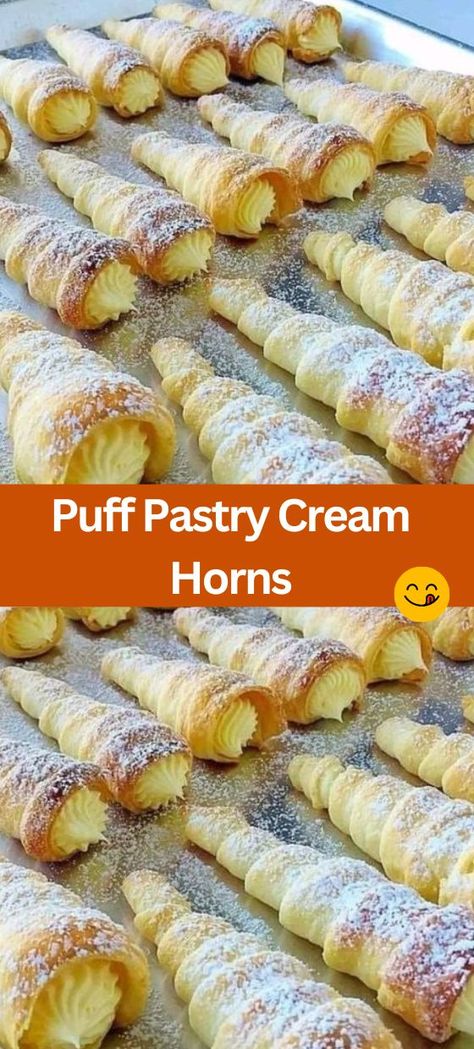 Puff Pastry Cream Horns - If you're craving a sweet treat that's both elegant and easy to make, look no further than Puff Pastry Cream Horns. These delightful pastries feature a crisp, golden shell filled with rich custard cream, making them a perfect choice for dessert or a special snack. Let's dive into how to make these delectable treats step by step. Puff Pastry Cream Horns, Cream Filled Puff Pastry, Puff Pastry Cream, Pastry Treats, Almond Wedding Cakes, Puff Pastry Shells, Homemade Wedding Cake, Puff Pastry Cream Puffs, Comfort Dinner