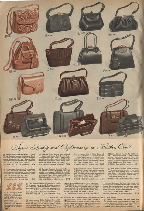 1950s Handbags, Vintage Bags 1950s, Vintage Capsule Wardrobe, Vintage Editorials, Vintage Evening Bags, Art Bag, Vintage Purses, Classic Bags, 1940s Fashion