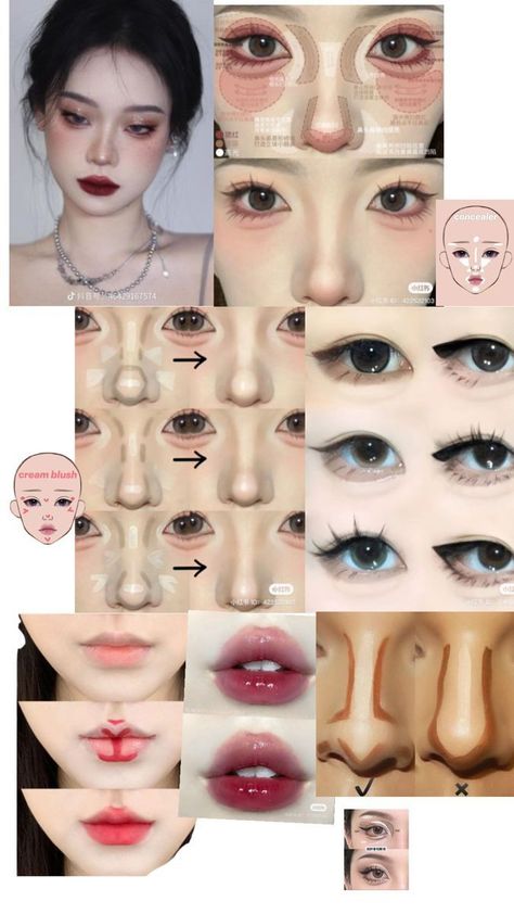 Simpul Dasi, Futuristic Makeup, Asian Makeup Tutorials, Korean Makeup Tips, Korean Makeup Tutorials, Learn Makeup, Simple Makeup Tips, Doll Eye Makeup, Makeup Face Charts