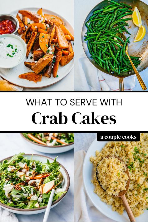 Wondering what to serve with crab cakes? Here are the best side dishes for crab cakes to make this delicious appetizer into a meal. | side dishes | quinoa recipes | rice recipes | veggie recipes | salad ideas | #crabcakes #sidedishes #sidesforcrabcakes #sides #easysidedishes #sidedish #crabcakessidedish Crab Cake Side Dishes Dinners, Crab Cakes Meal Ideas, What To Serve With Crab Cakes Dinners, Crab Cakes And Sides, Sides To Go With Crab Cakes, Crab Dinner Side Dishes, Crab Cake Meals Sides, Crab Cake Meal Ideas, What To Eat With Crab Cakes